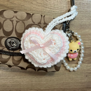 Sweetheart Charm Keychain (Baby Pink/White)