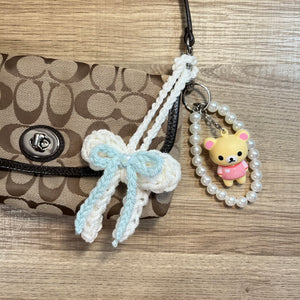 Sugar Bow Keychain (Cream/Baby Blue)