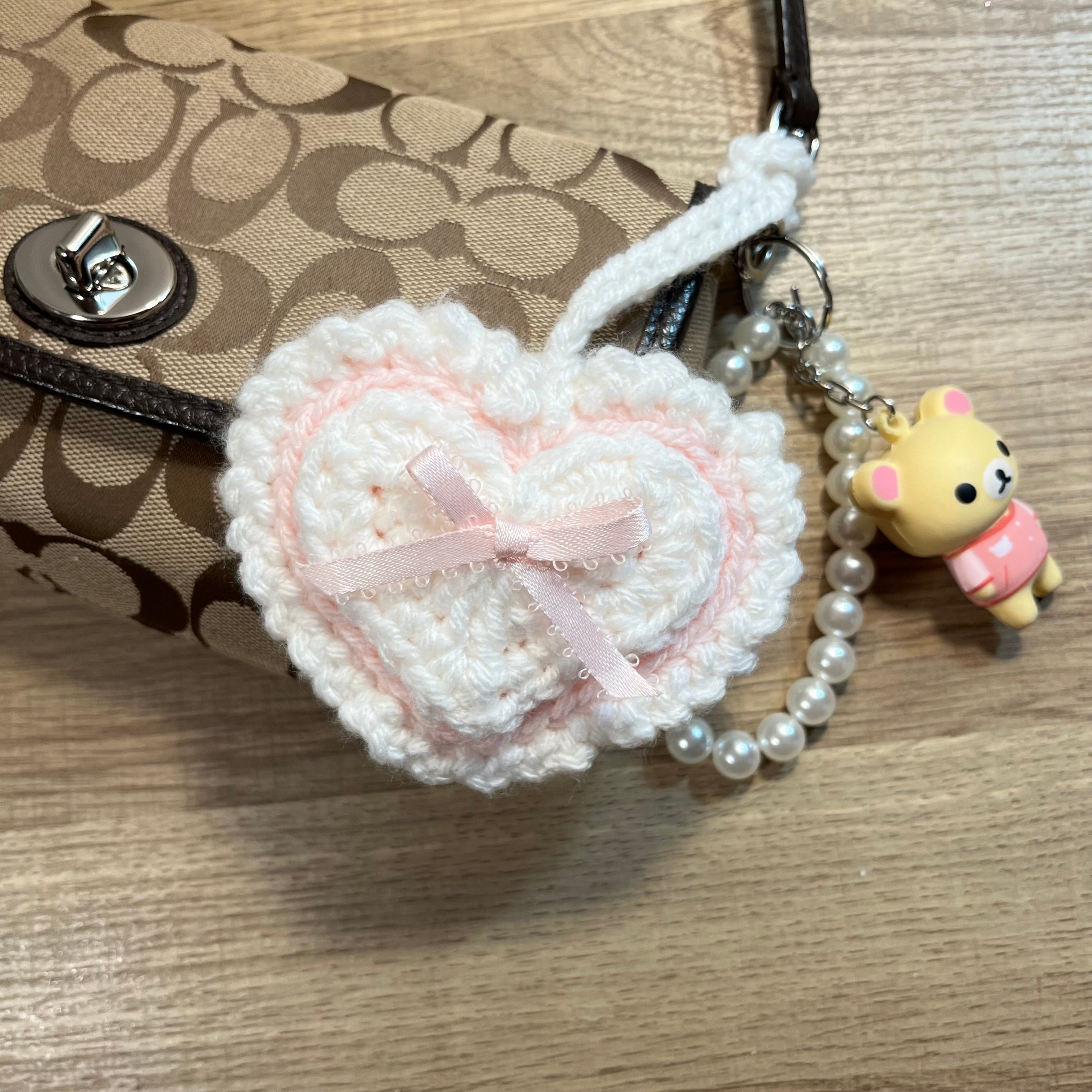 Sweetheart Charm Pouch (Baby Pink/White)