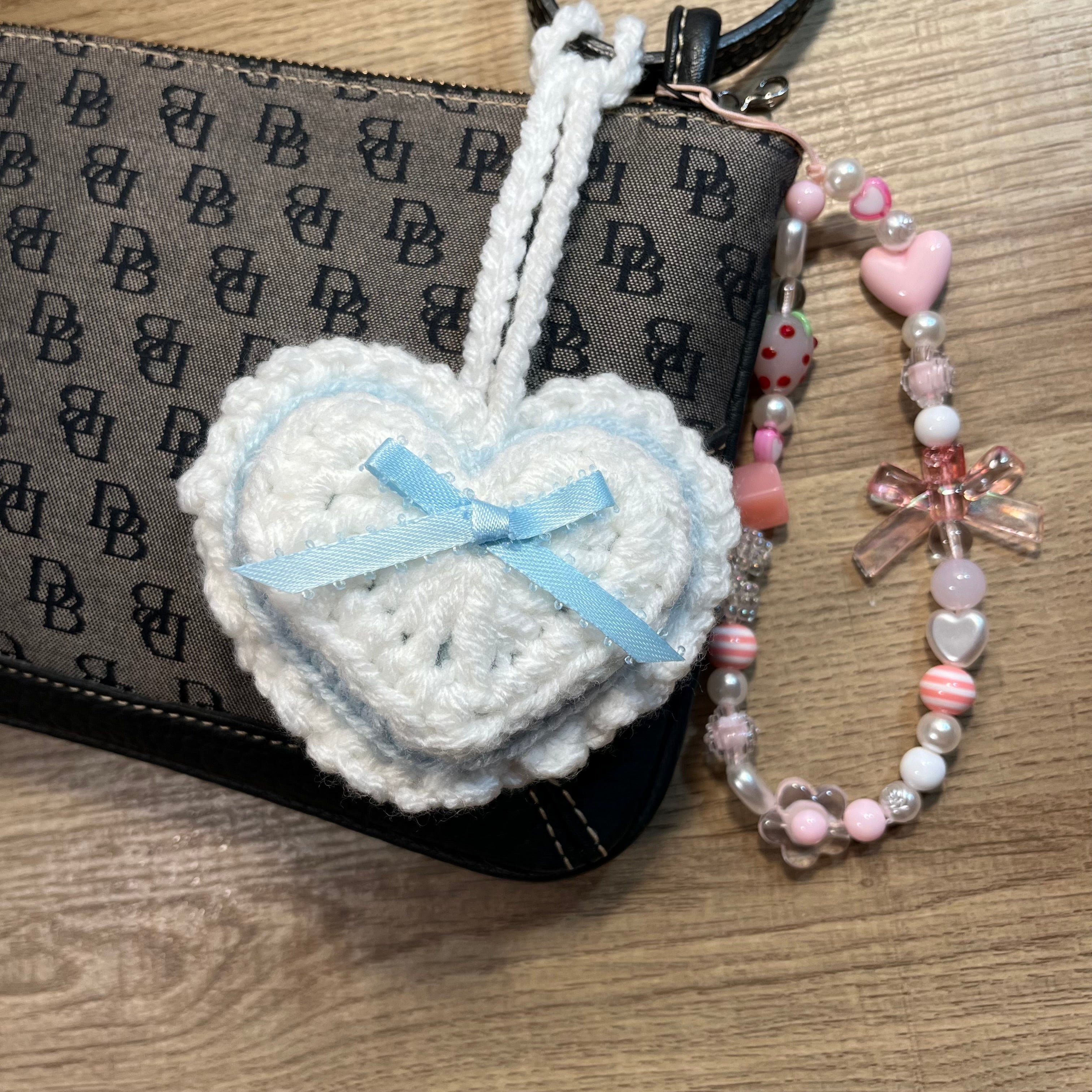 Sweetheart Charm Keychain (Baby Blue/White)