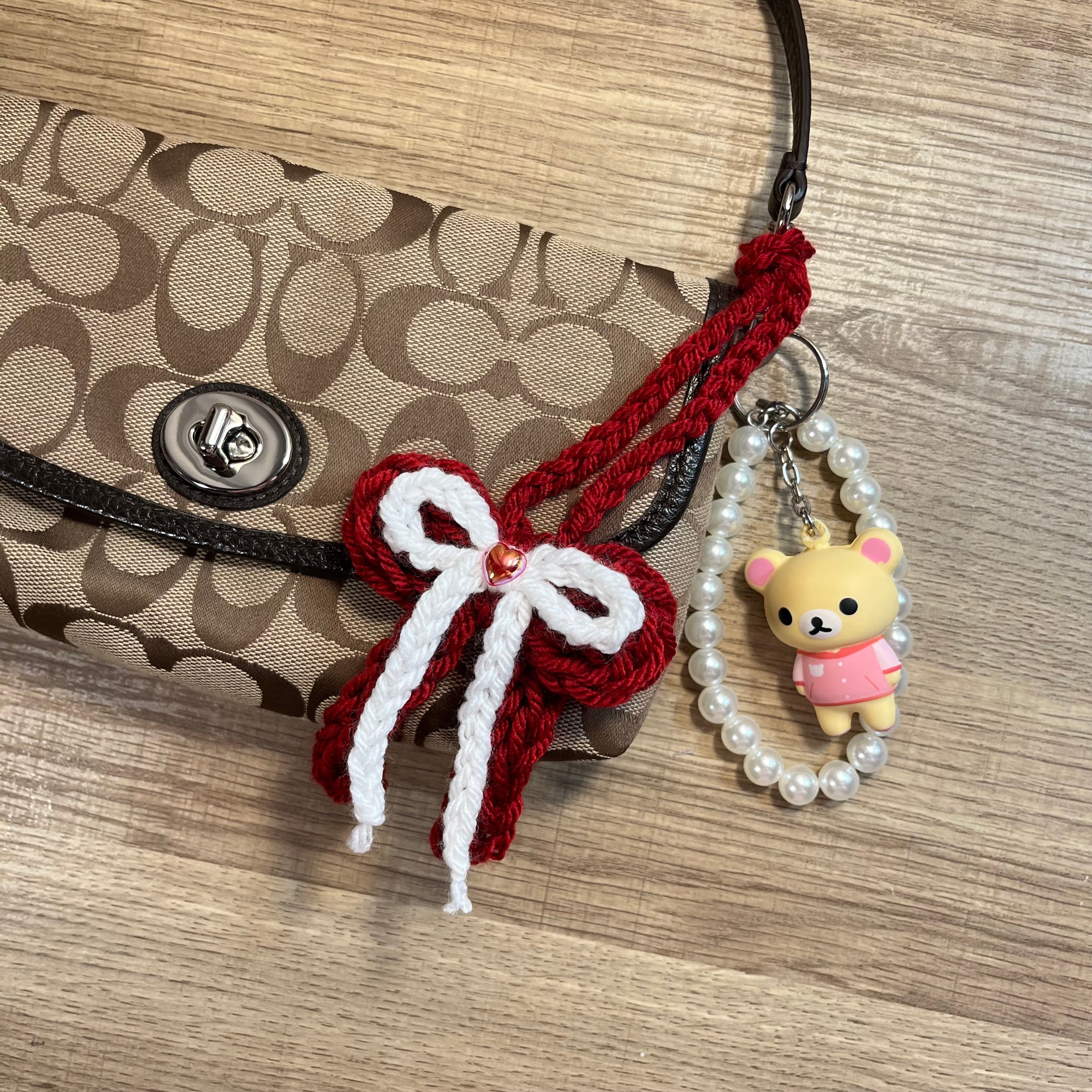 Sugar Bow Keychain (Dark Red/White)