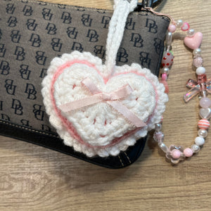 Sweetheart Charm Keychain (Pink/White)