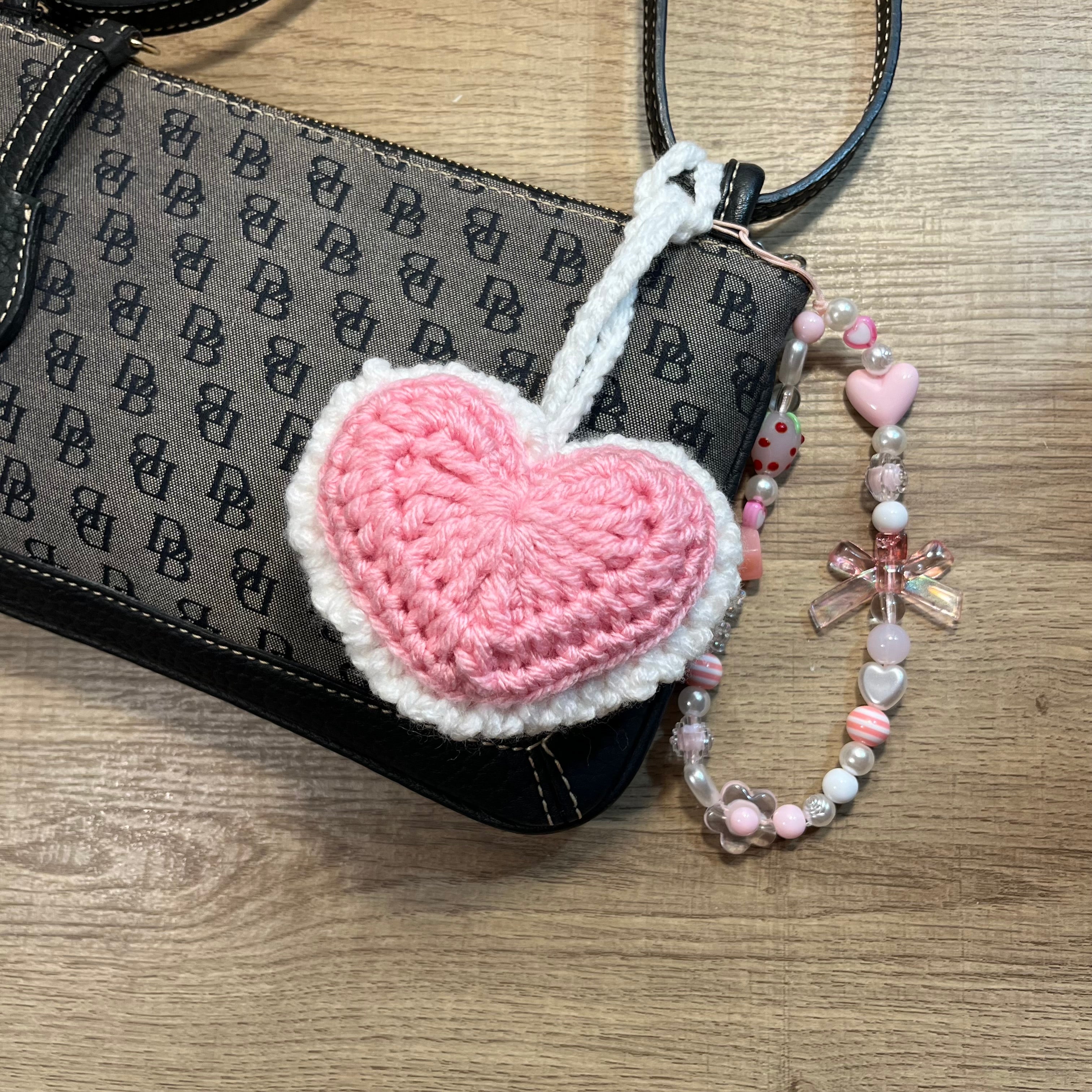 Sweetheart Charm Keychain (Pink/White)