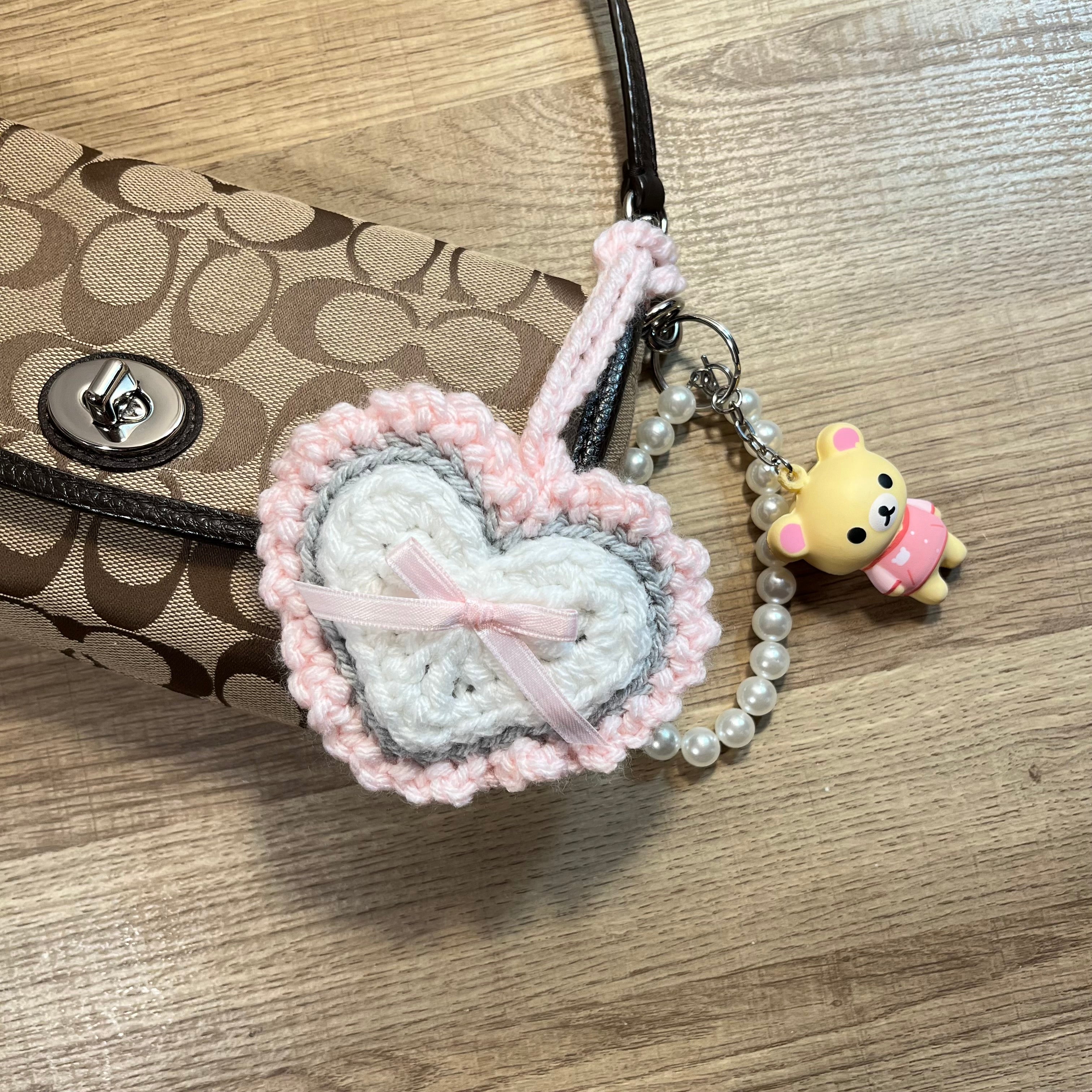 Sweetheart Charm Pouch (Grey/Baby Pink/White)