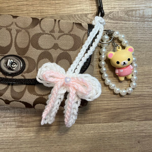 Sugar Bow Keychain (White/Baby Pink)