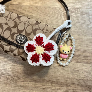 Daisy Dream Keychain (White/Dark Red)