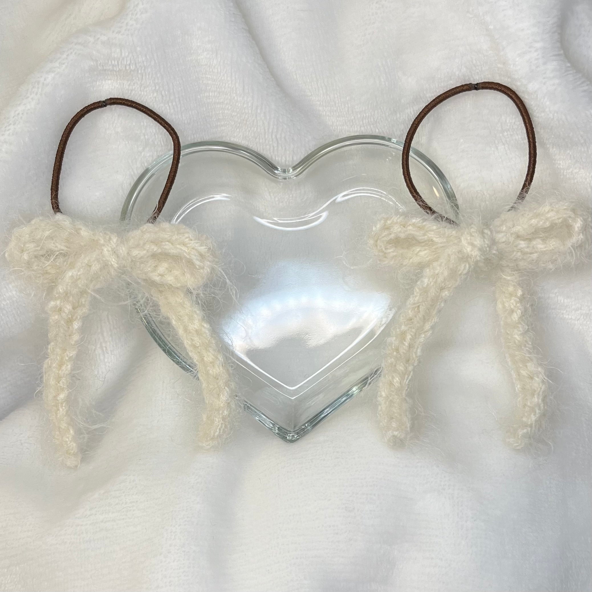 Crochet Hair Bows (Fluffy Ivory)