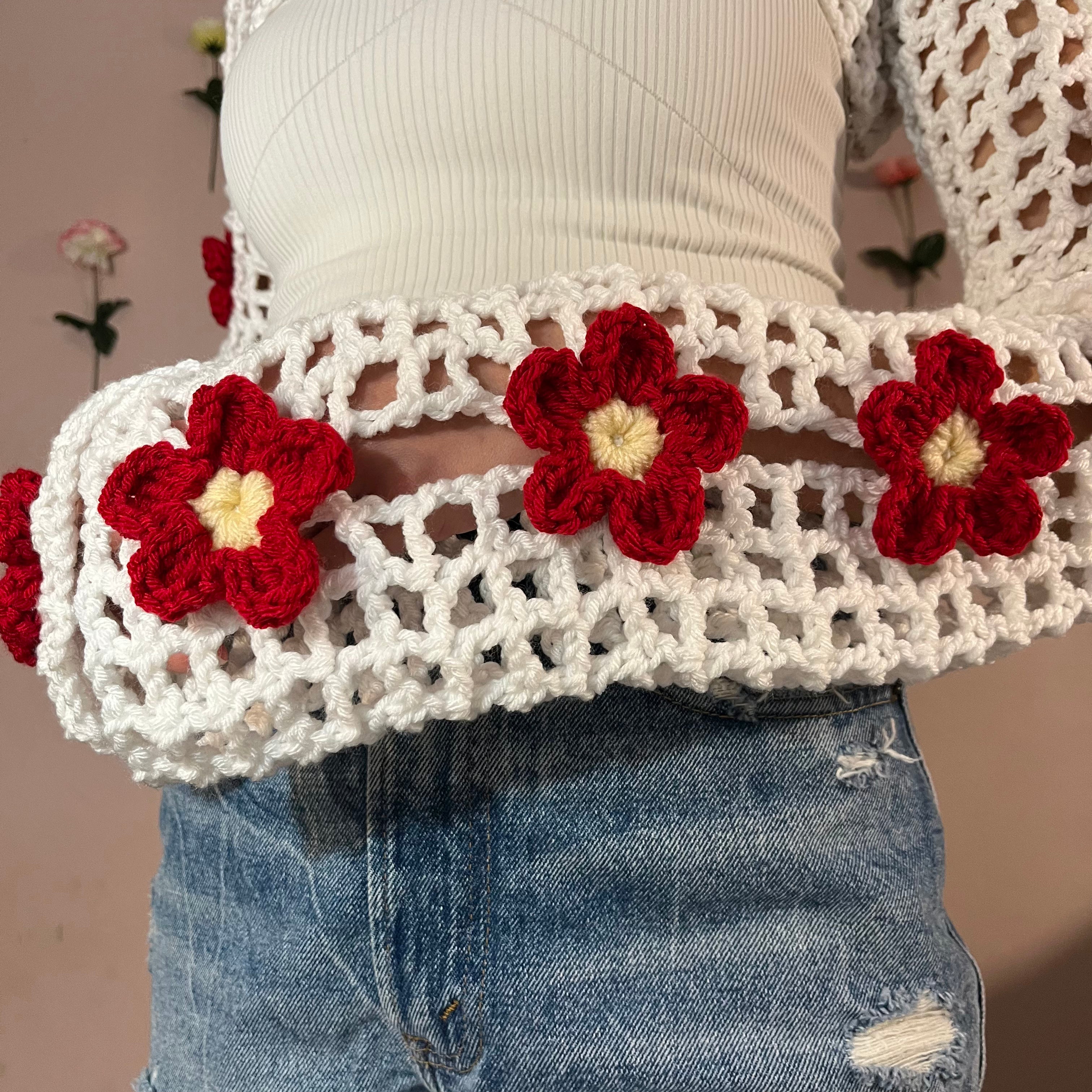 Oopsie Daisy Bolero Shrug (White/Red)