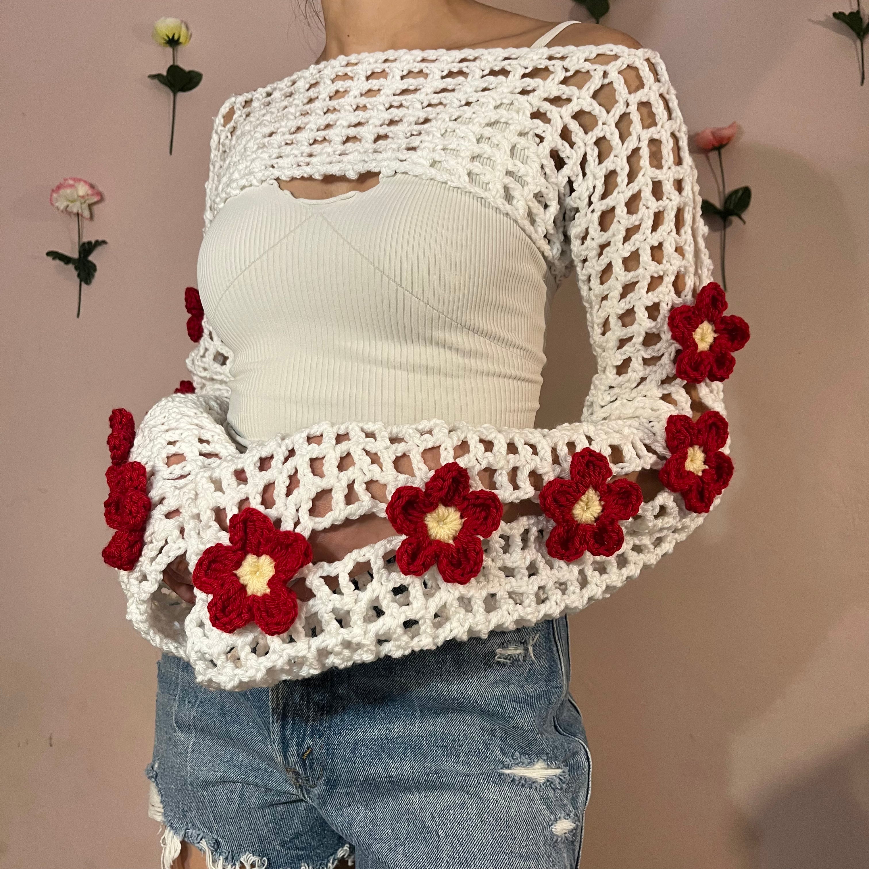 Oopsie Daisy Bolero Shrug (White/Red)