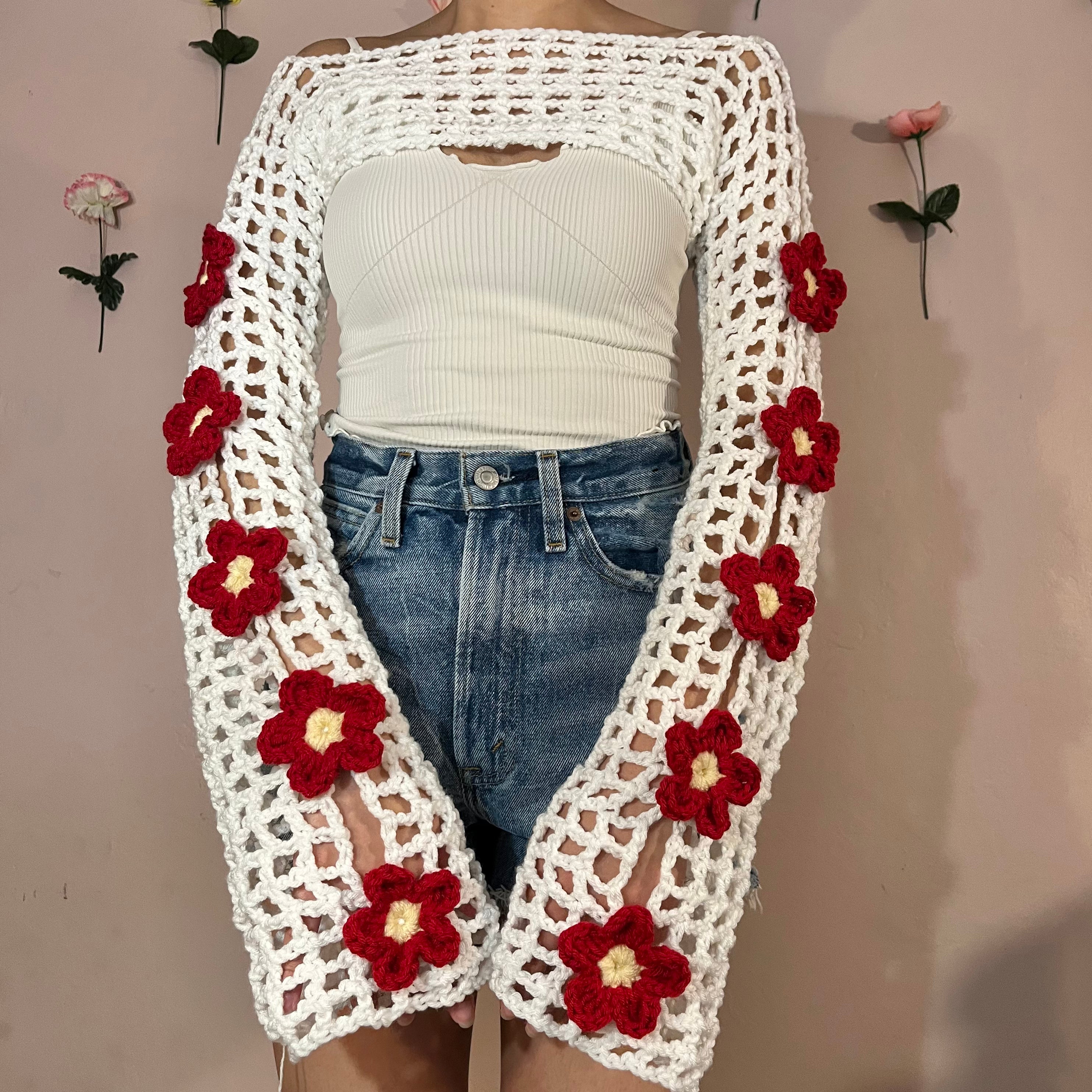 Oopsie Daisy Bolero Shrug (White/Red)