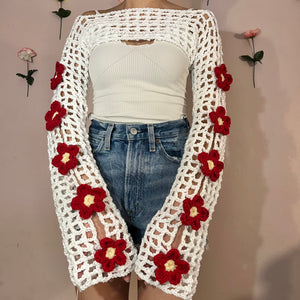 Oopsie Daisy Bolero Shrug (White/Red)