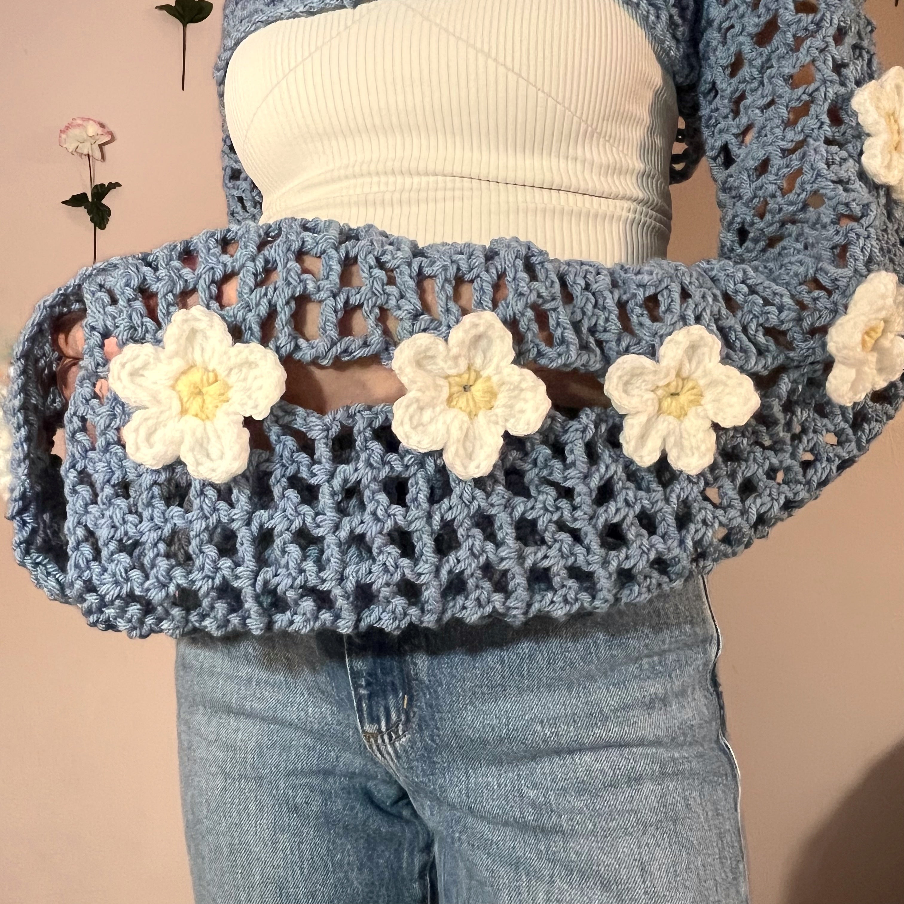 Oopsie Daisy Bolero Shrug (Blue/White)