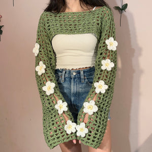 Oopsie Daisy Bolero Shrug (Sage Green/White)