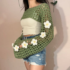 Oopsie Daisy Bolero Shrug (Sage Green/White)