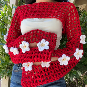 Oopsie Daisy Bolero Shrug 2 (Red/White)