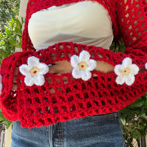 Oopsie Daisy Bolero Shrug 2 (Red/White)