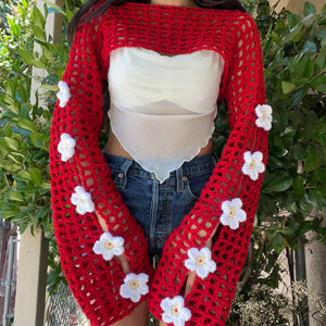 Oopsie Daisy Bolero Shrug 2 (Red/White)