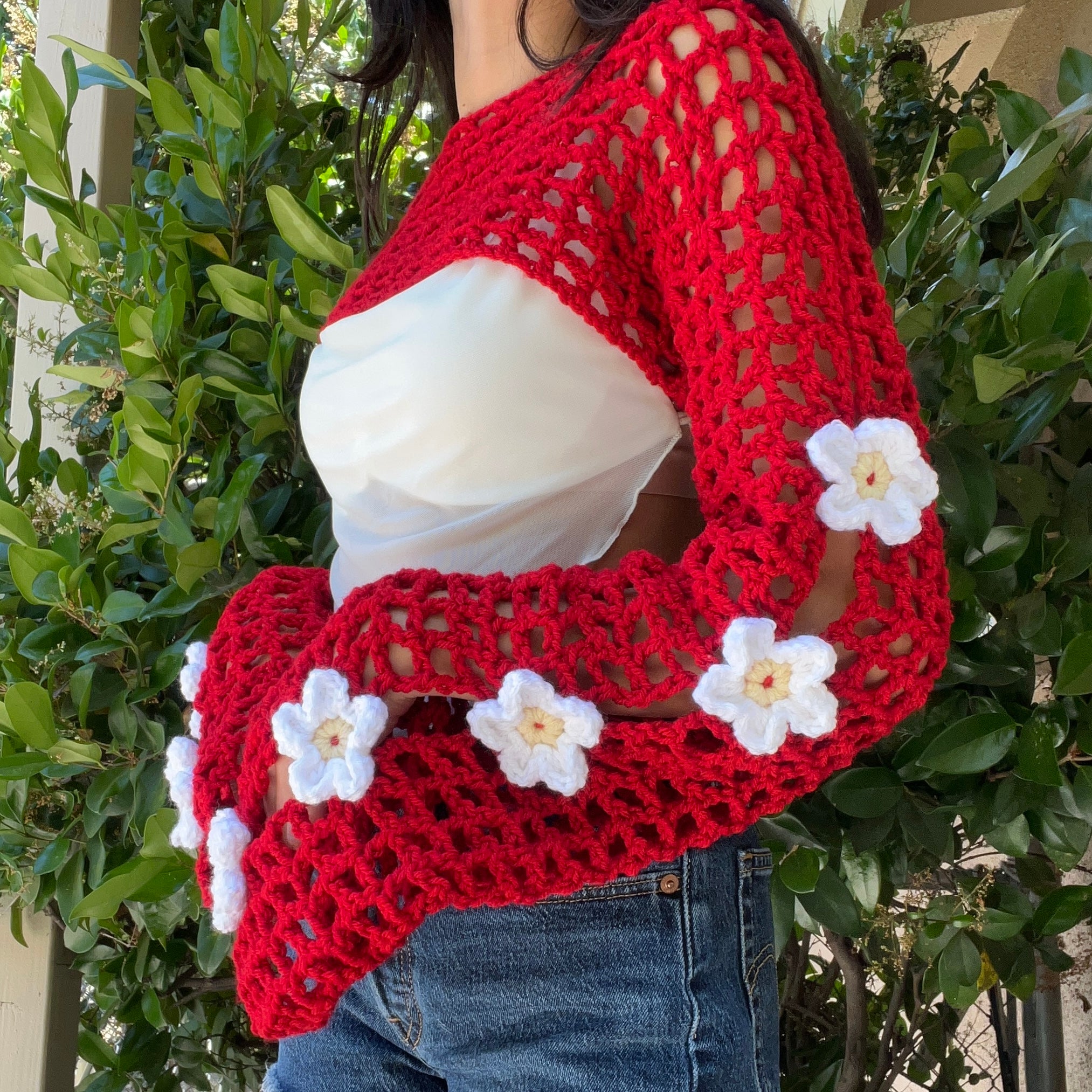 Oopsie Daisy Bolero Shrug 2 (Red/White)