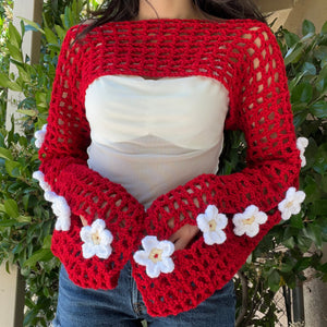 Oopsie Daisy Bolero Shrug 2 (Red/White)