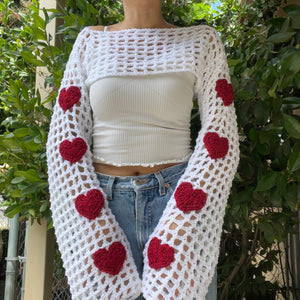 Heart On My Sleeve Bolero Shrug (White/Red)