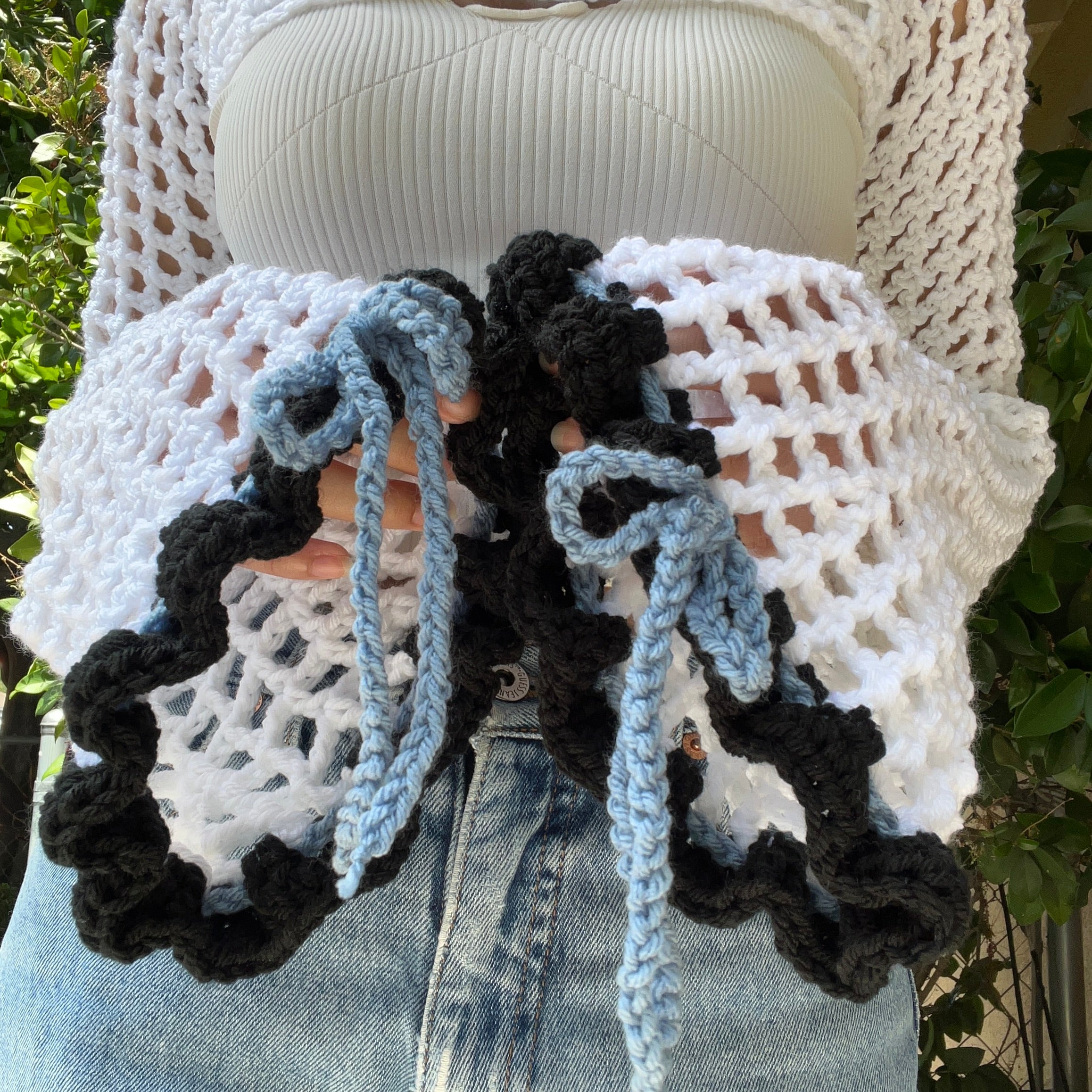 Fairy Flare Sleeve Shrug (White/Blue)