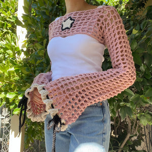 Fairy Flare Sleeve Shrug (Rose Pink/Fluffy Cream)