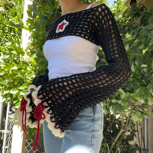 Fairy Flare Sleeve Shrug (Black/Dark Red)