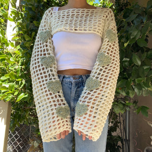 Heart On My Sleeve Bolero Shrug (Light Cream/Light Sage)